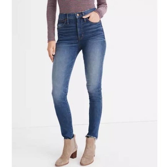 Madewell Jeans 10" Inch High Rise Skinny Raw Hem Medium Wash Stretch Size 29 - Picture 14 of 14
